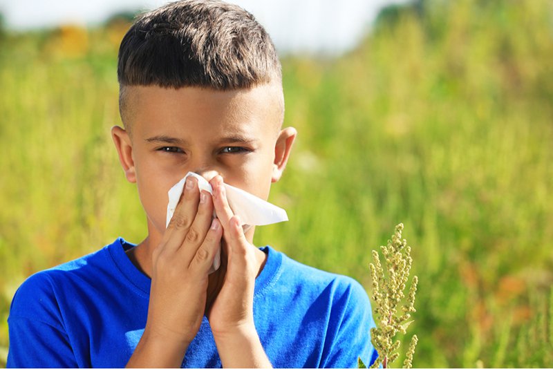 Tình trạng viêm mũi dị ứng có thể khiến trẻ bị hắt hơi