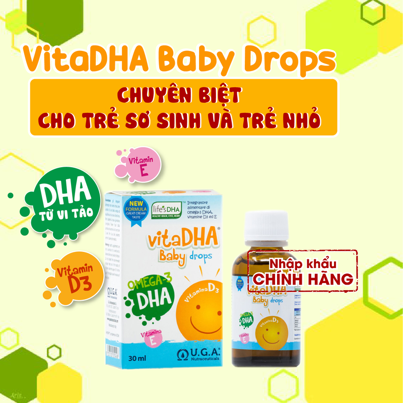 VitaDHA Baby Drops - Vitamin D3 và DHA từ vi tảo cho trẻ sơ sinh và trẻ nhỏ