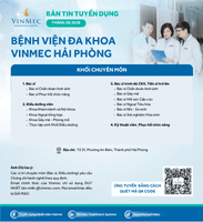 Bệnh viện Đa khoa Vinmec Hải Phòng tuyển dụng nhiều vị trí tháng 9/2025