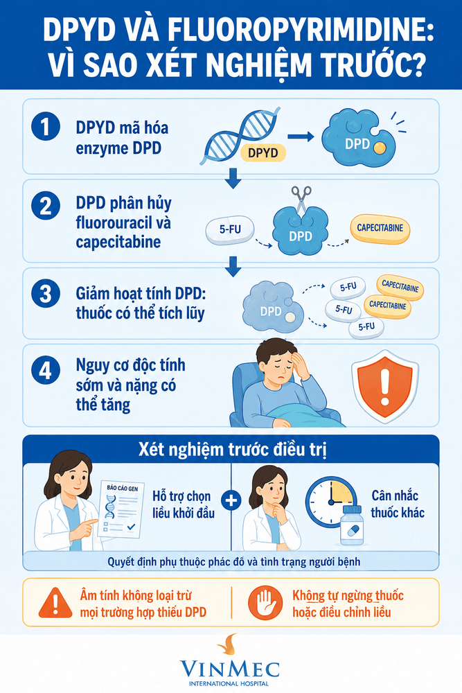DPYD và fluoropyrimidine: Xét nghiệm trước hóa trị có thể giúp giảm độc tính