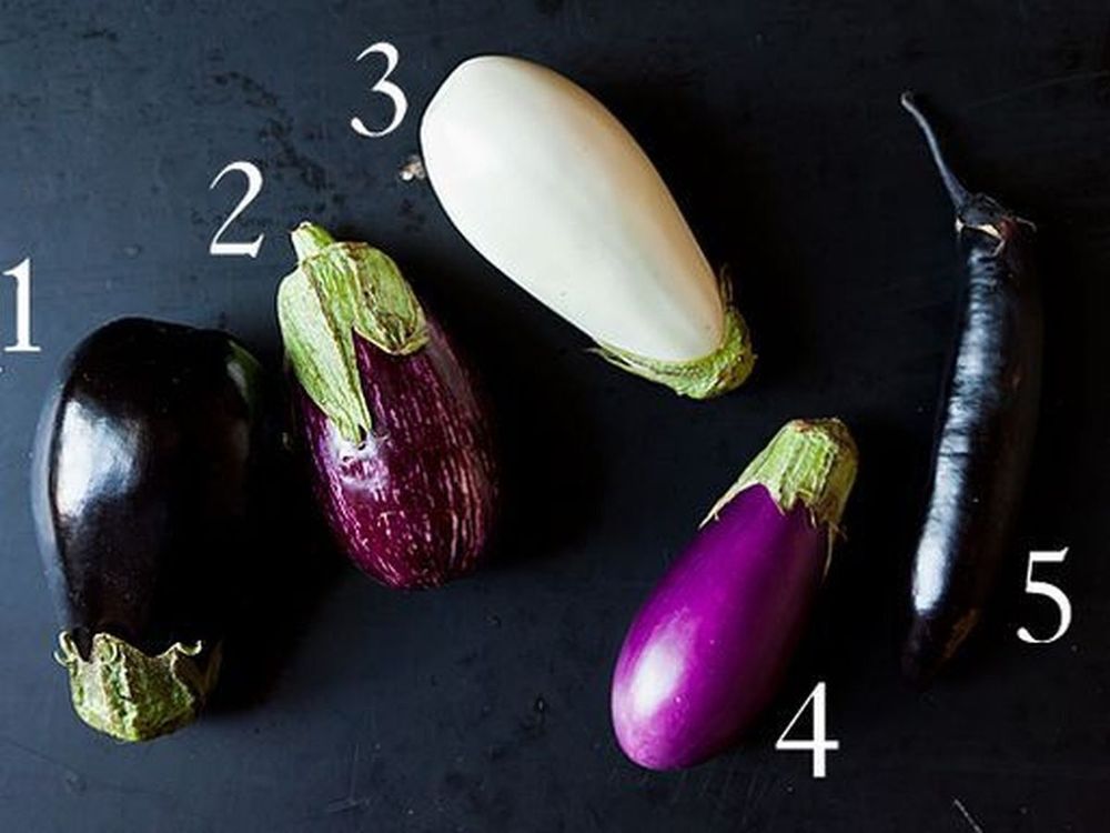 Eggplants come in various types with different colors.