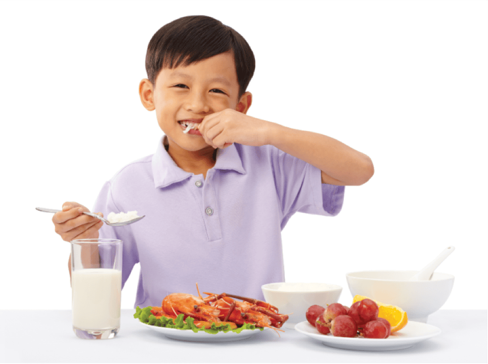 Developing children need a lot of food and a variety of food types.