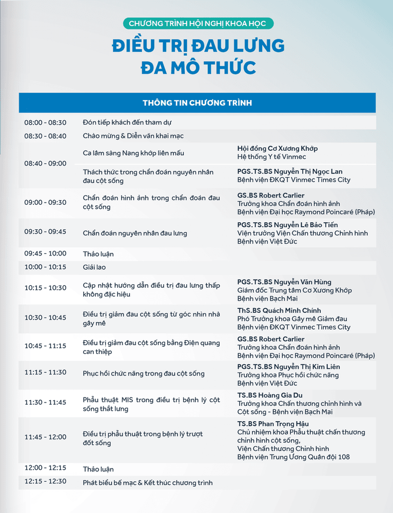 [Vinmec Times City] Tổ chức hội thảo "Điều trị đau lưng đa mô thức"