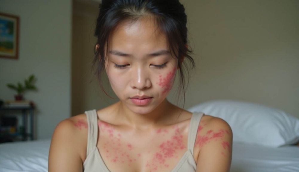 Triệu chứng đặc trưng của bệnh Lupus ban đỏ là những ban đỏ lan rộng.
