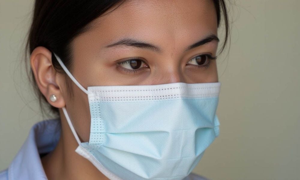 Đeo khẩu trang đạt chuẩn là một trong những cách phòng ngừa những hóa chất cần tránh khi bị chàm.