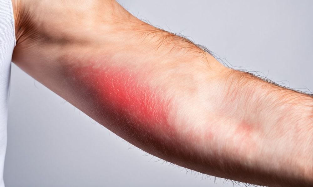 Dị ứng với các loại bụi vải và bụi bẩn khiến da nổi mẩn đỏ.