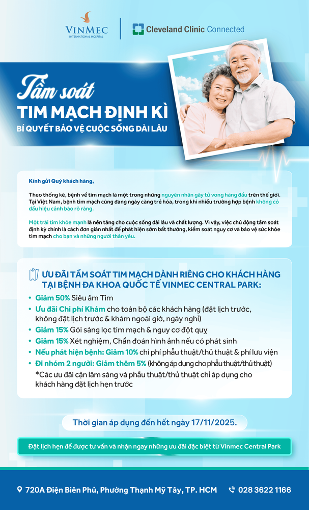 Chương trình tầm soát bệnh lý tim mạch tại Vinmec Central Park