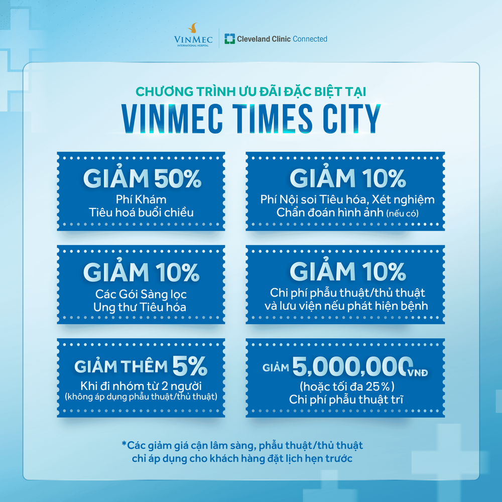 Chăm sóc hệ tiêu hóa cùng Vinmec Times City áp dụng đến 17/11/2025
