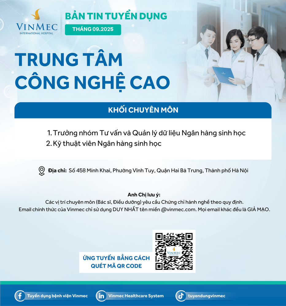 Trung tâm Công nghệ cao tuyển dụng nhiều vị trí tháng 9/2025