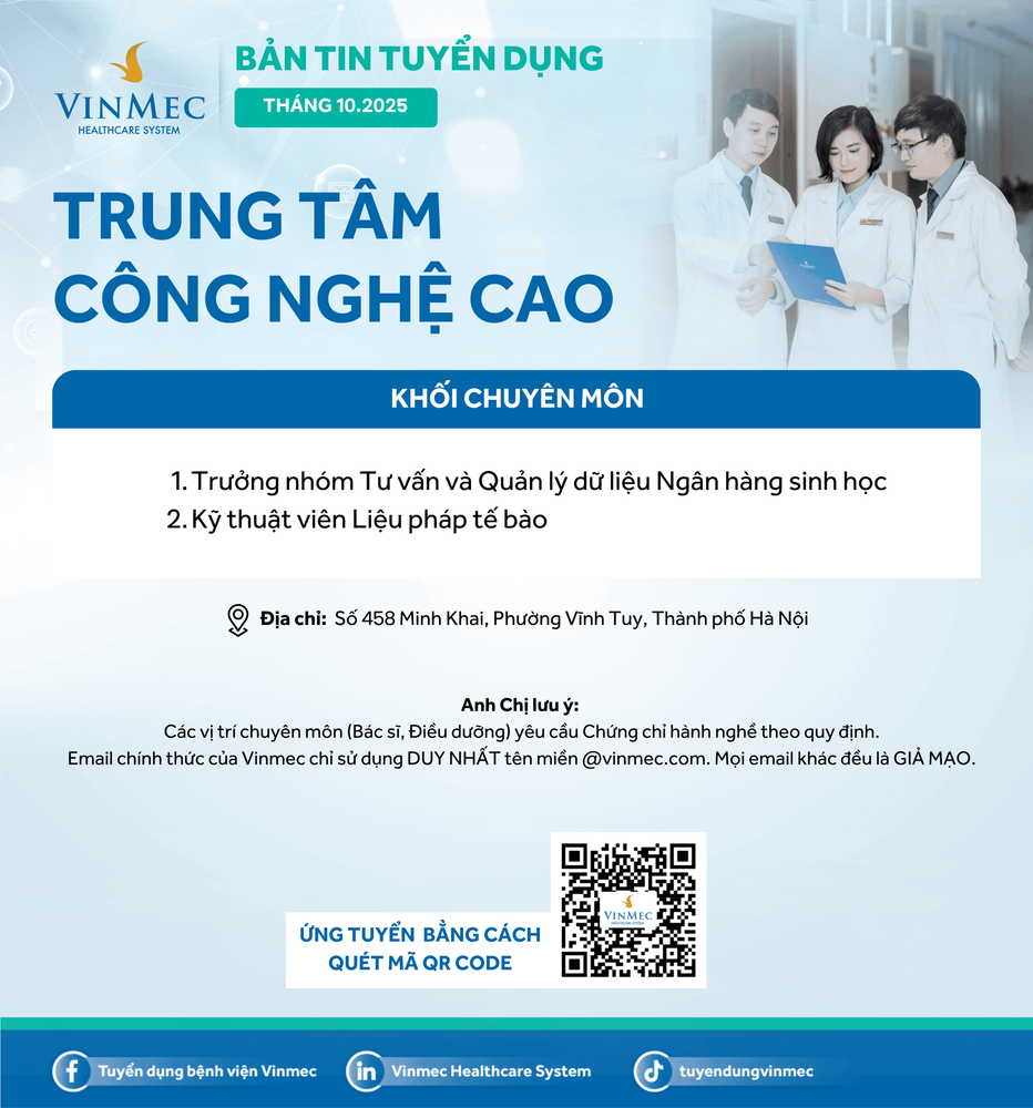 Trung tâm Công nghệ cao tuyển dụng nhiều vị trí tháng 10/2025