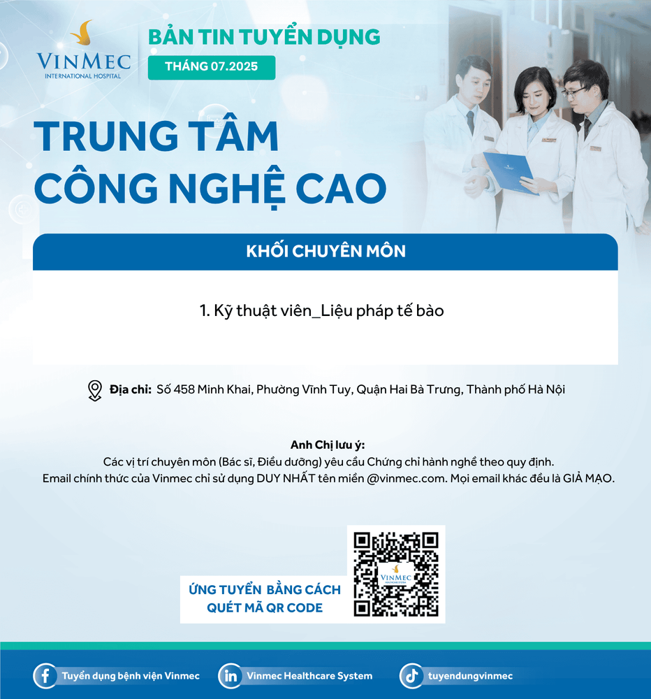Trung tâm Công nghệ cao tuyển dụng nhiều vị trí tháng 7/2025