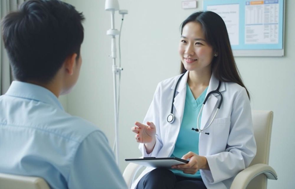 Bác sĩ sẽ xem xét tình trạng gãy xương gót chân và đưa ra phương án điều trị phù hợp.