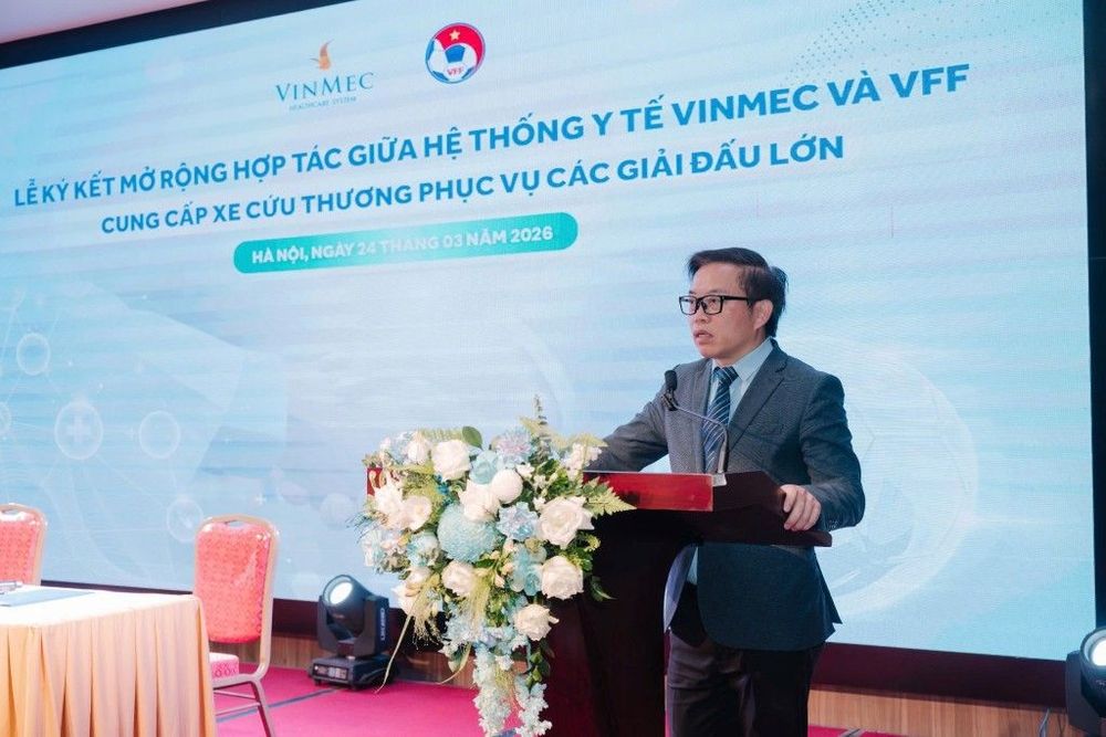 GS.TS.BS Trần Trung Dũng - Tổng Giám đốc Hệ thống Y tế Vinmec - phát biểu tại lễ ký kết