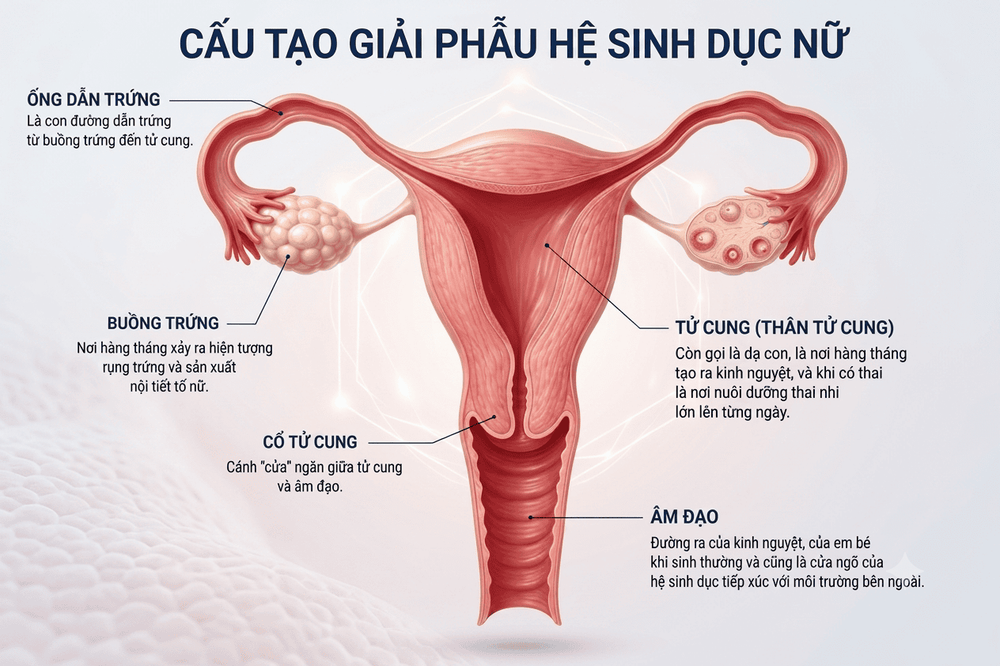 Cấu tạo giải phẫu hệ sinh dục nữ