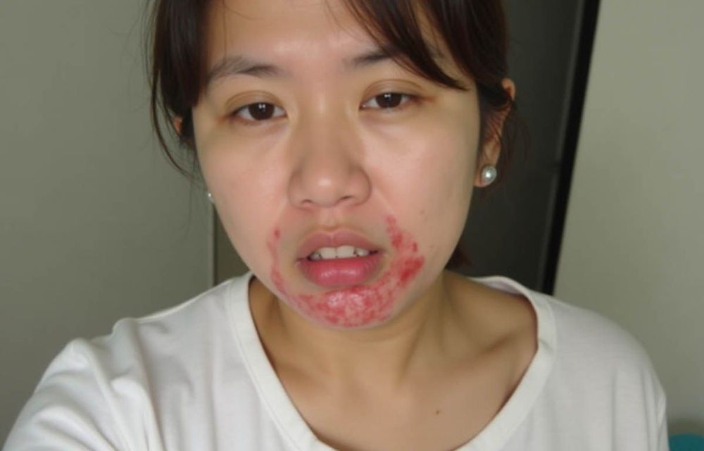 Mụn dị ứng thường không xuất hiện rải rác mà tập trung thành từng mảng trên các vùng da tiếp xúc với dị nguyên.