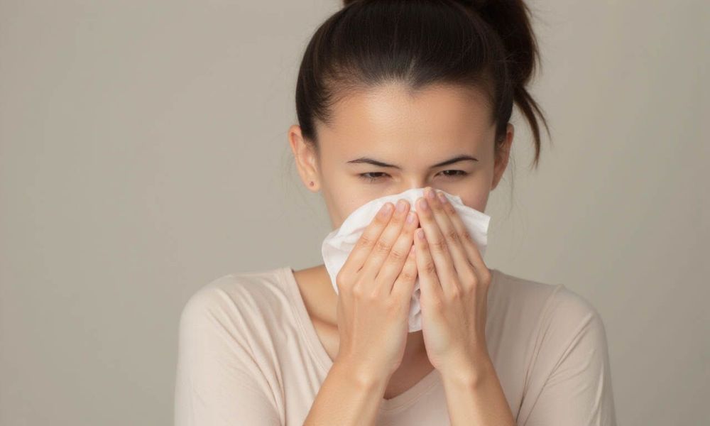 Dấu hiệu viêm xoang mũi dị ứng là hắt hơi liên tục.