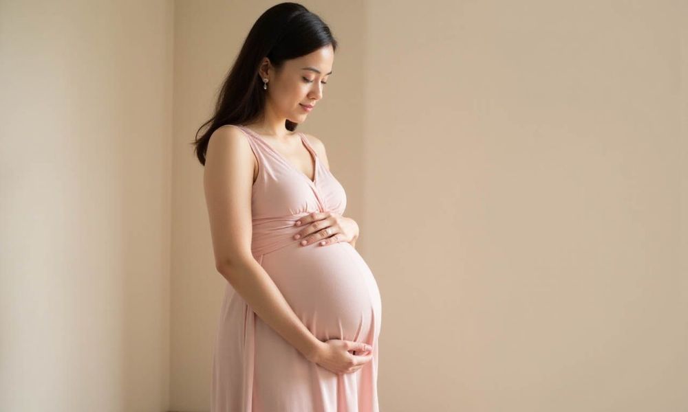 Ở tam cá nguyệt thứ hai, bụng ngày càng lớn khi thai nhi phát triển.