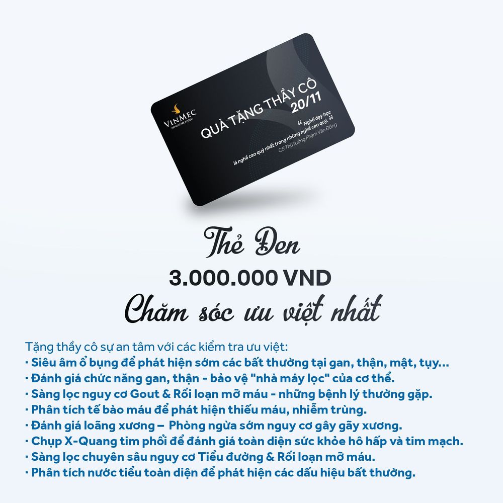 Thẻ đen quà tặng tri ân - Chăm sóc ưu việt – Sàng lọc chuyên sâu