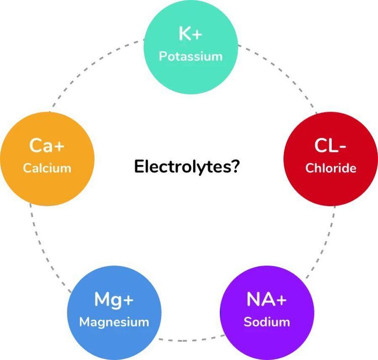 Electrolytes are minerals such as calcium, magnesium, potassium, and sodium.


