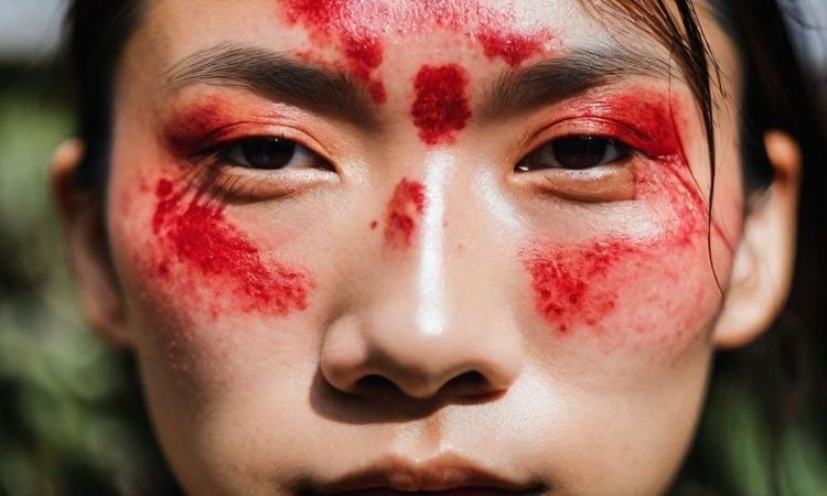 Symptoms of facial allergies may include burning sensation, persistent itching, swelling, and red rashes that resemble hives.