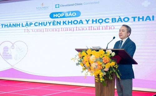 Phó Giáo sư, Tiến sĩ, Bác sĩ Phạm Bá Nha - Giám đốc Trung tâm Sức khoẻ Phụ Nữ (Vinmec Times City) phát biểu tại buổi lễ ra mắt chuyên khoa Y học Bào thai.